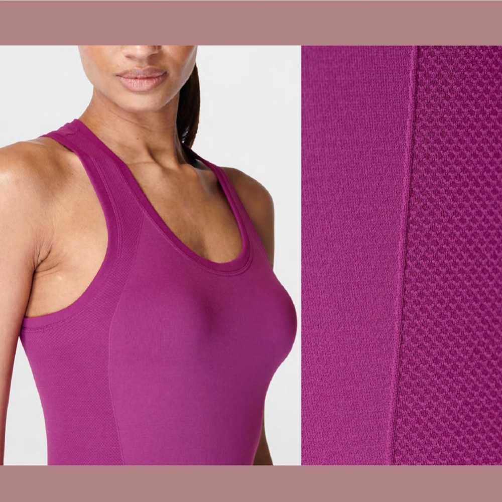 NWT Sweaty Betty [ Medium ] Athlete Seamless Workout Tank Top Amaranth Pink - Picture 2 of 12